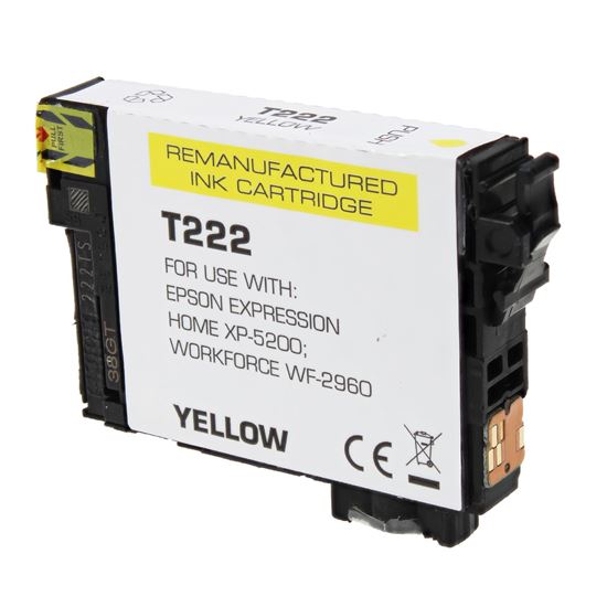 Remanufactured Epson 222 (T222420) Inkjet Cartridge, Yellow 185 Yield, 185 Yield 1
