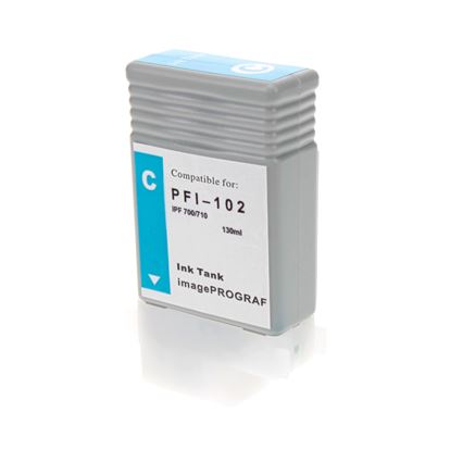 Remanufactured Canon PFI-102C Wide Format Ink, Cyan 130 ML 1