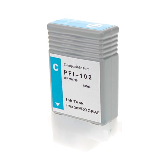 Remanufactured Canon PFI-102C Wide Format Ink, Cyan 130 ML 1