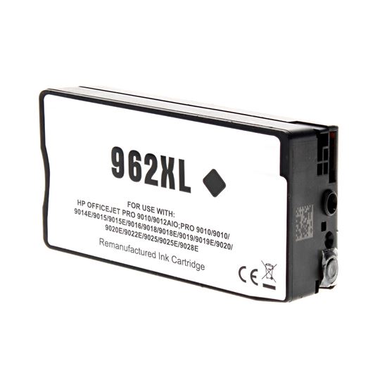 Remanufactured HP 962XL (3JA03AN) InkJet Cartridge, Black 2K High Yield, New Chip, Firmware Update Enhanced 1