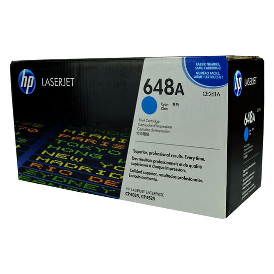 OEM HP 648A (CE261A) Toner Cartridge, Cyan 11K Yield 1