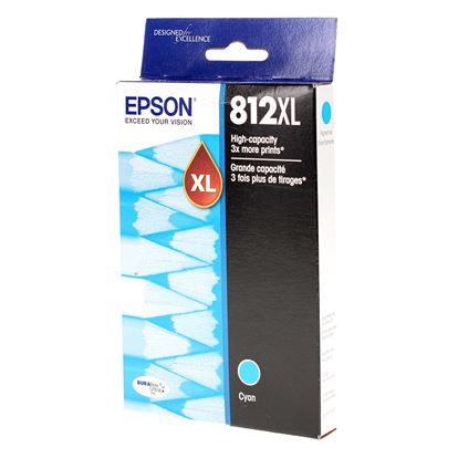 OEM Epson T812XL (T812XL220) InkJet Cartridge, Cyan 1.1K Ultra High Yield 1