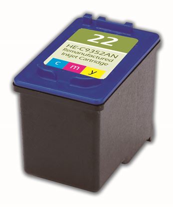 Remanufactured HP 22 (C9352AN) InkJet Cartridge, Tri-Color 165 Yield 1