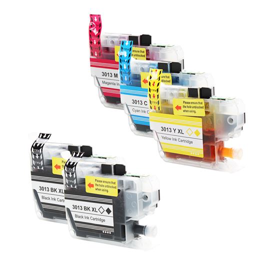 Compatible Brother LC3013 (LC3013 BK, C, M, Y) Inkjet Color Combo, 2x Black,Cyan,Magenta,Yellow 400 High Yield, 5 Cartridge Pack (2K/1C/1M/1Y) 1
