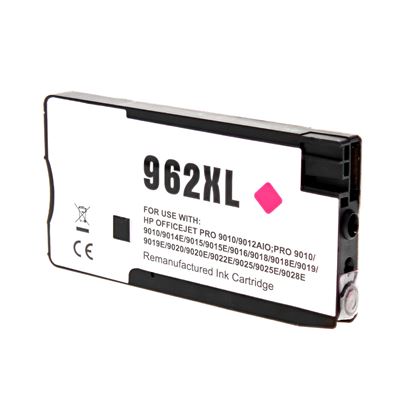 Remanufactured HP 962XL (3JA01AN) InkJet Cartridge, Magenta 1.6K High Yield, New Chip, Firmware Update Enhanced 1