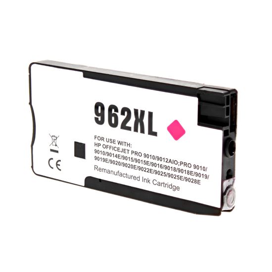 Remanufactured HP 962XL (3JA01AN) InkJet Cartridge, Magenta 1.6K High Yield, New Chip, Firmware Update Enhanced 1