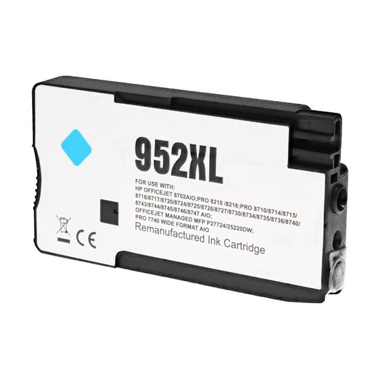 Remanufactured HP 952XL (L0S61AN) InkJet Cartridge, Cyan 1.6K High Yield, New Chip, Firmware Safe 1
