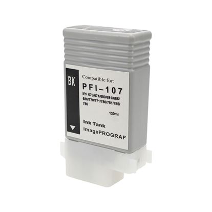 Compatible Canon PFI-107 (PFI-107BK) InkJet Cartridge, Black 130ml 1
