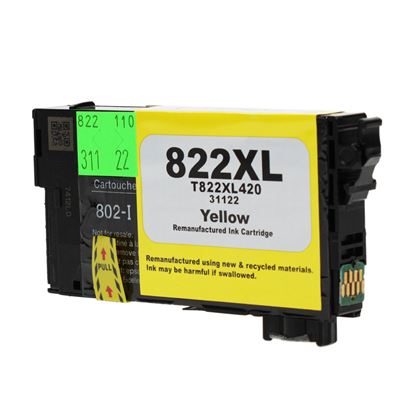 Remanufactured Epson 822XL (T822XL420) InkJet Cartridge, Yellow 1.1K Ultra High Yield 1