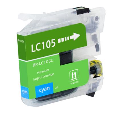 Compatble Brother LC105 (LC105C) InkJet Cartridge, Cyan 1.2K Super High Yield 1
