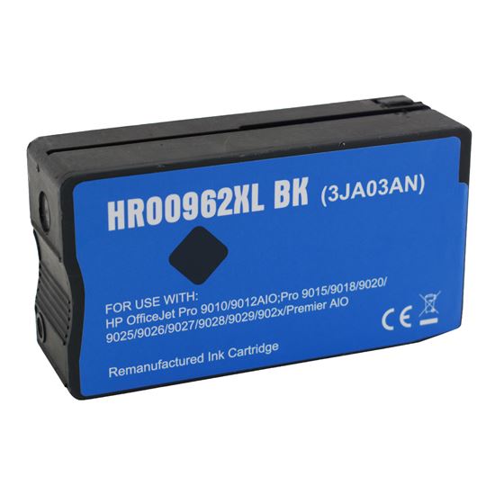 Remanufactured HP 962XL (3JA03AN) InkJet Cartridge, Black 2000 High Yield, (New Chip), Will not work with E series 1