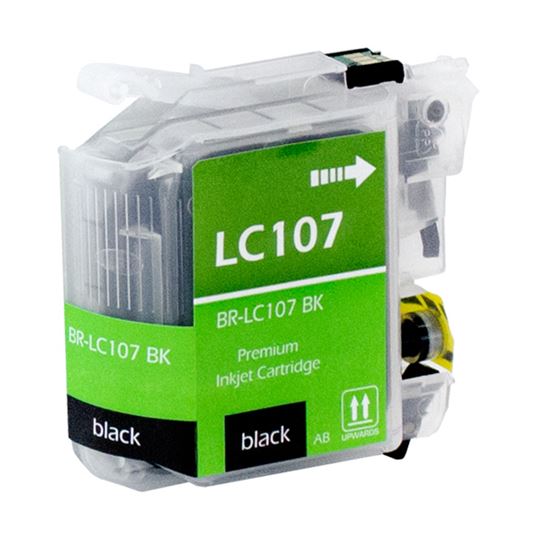 Compatible Brother LC107 (LC107BK) InkJet Cartridge, BLACK 1.2K Super High Yield 1