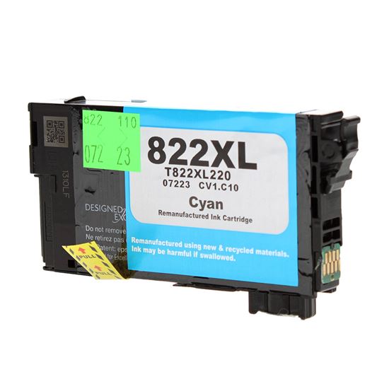 Remanufactured Epson 822XL (T822XL220) InkJet Cartridge, Cyan 1.1K Ultra High Yield 1