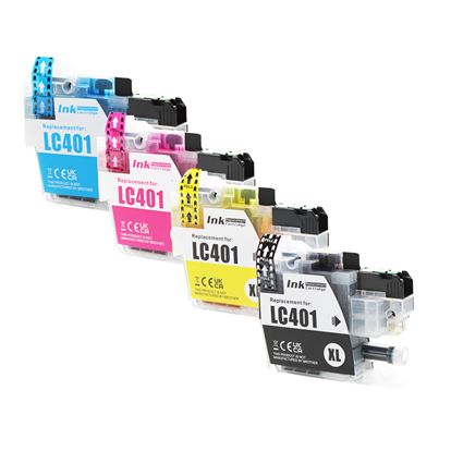 Compatible Brother   LC401XL (LC401XL BK, C, M, Y) Inkjet Color Combo, Black, Cyan, Magenta, Yellow 500 High Yield, 4 Cartridge Pack (1K/1C/1M/1Y) 1