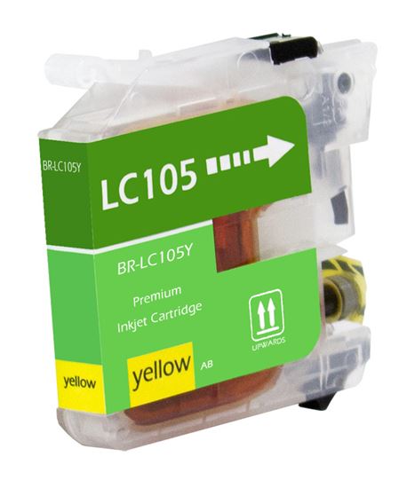 Compatible Brother LC105 (LC105Y) InkJet Cartridge, Yellow 1.2K Super High Yield 1