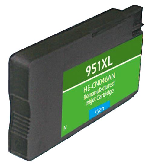 Remanufactured HP 951XL (CN046AN) InkJet Cartridge, Cyan 1.5K High Yield, Read Ink Level 1