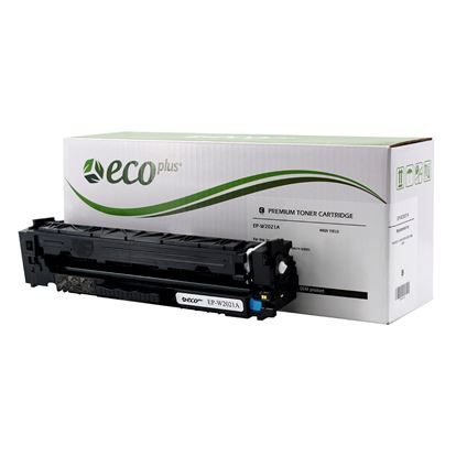 EcoPlus HP 414A (W2021A) Toner Cartridge, Cyan 2.1K Yield, (Used OEM Chip), Made in USA 1