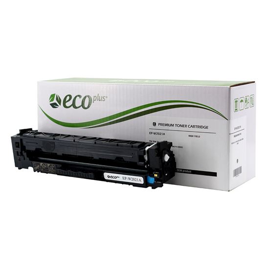EcoPlus HP 414A (W2021A) Toner Cartridge, Cyan 2.1K Yield, (Used OEM Chip), Made in USA 1