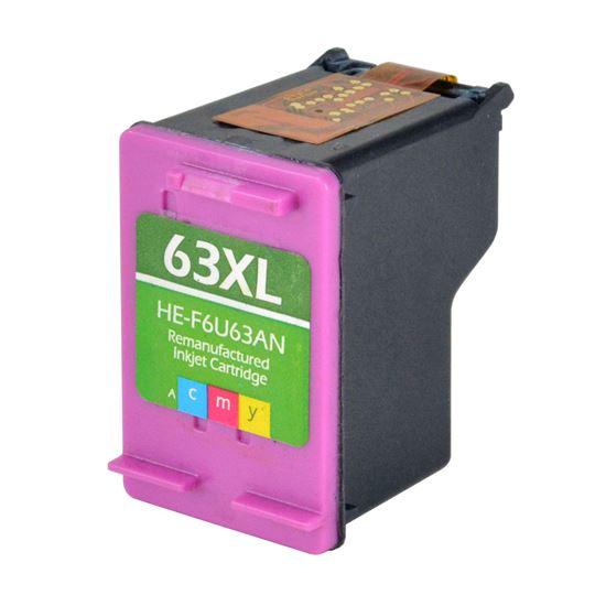 Remanufactured HP 63XL (F6U63AN) InkJet Cartridge, Tri-Color 330 High Yield 1