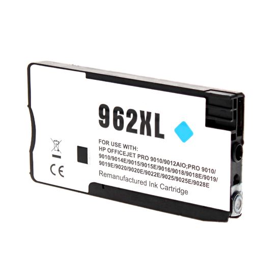 Remanufactured HP 962XL (3JA00AN) InkJet Cartridge, Cyan 1.6K High Yield, New Chip, Firmware Update Enhanced 1