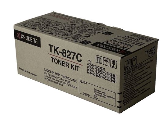 OEM Kyocera Mita TK-827C (1T02FZCUS0) Toner Cartridge, Cyan 7K Yield 1
