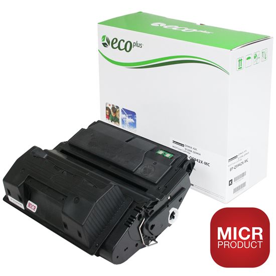 EcoPlus HP 42X (Q5942X) MICR Toner Cartridge, Black 20K High Yield, Made in USA 1