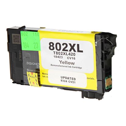 Remanufactured Epson 802XL (T802XL420) InkJet Cartridge, Yellow 1900 Ultra High Yield 1