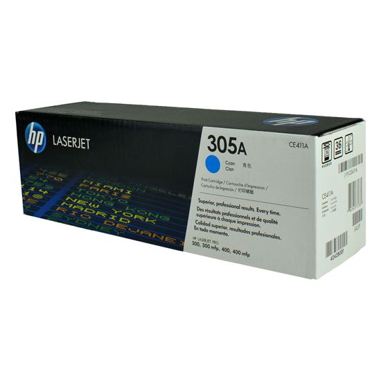 OEM HP 305A (CE411A) Toner Cartridge, Cyan 2.6K Yield 1