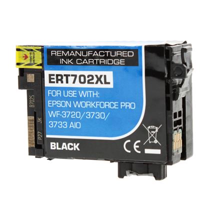 Remanufactured Epson 702XL (T702XL120) InkJet Cartridge, Black 1100 Ultra High Yield 1