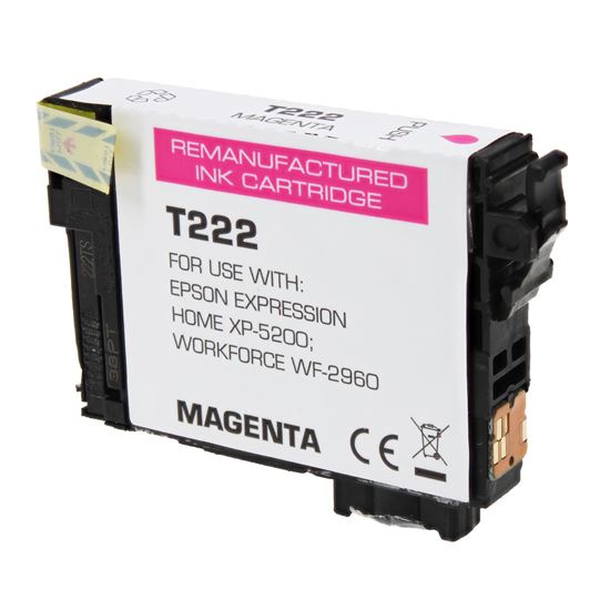 Remanufactured Epson 222 (T222320) Inkjet Cartridge, Magenta 185 Yield, 185 Yield 1