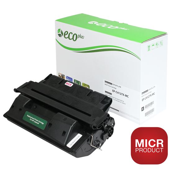 EcoPlus HP 27X (C4127X) MICR Toner Cartridge, Black 10K High Yield, Made in USA 1