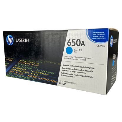 OEM HP 650A (CE271A) Toner Cartridge, Cyan 15K Yield 1