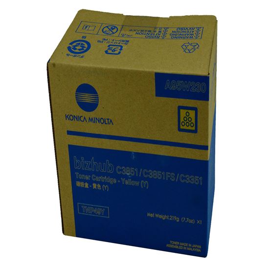 OEM Konica Minolta TNP49Y (A95W230) Toner Cartridge, Yellow 12K Yield 1