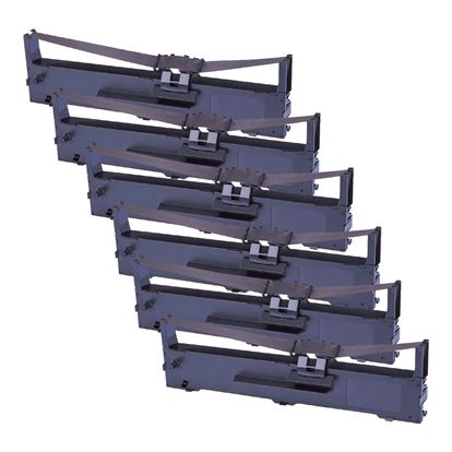 Compatible Epson S015337 Printer Ribbon, Black 5 Million Characters, 6 Pack Value Pack 1