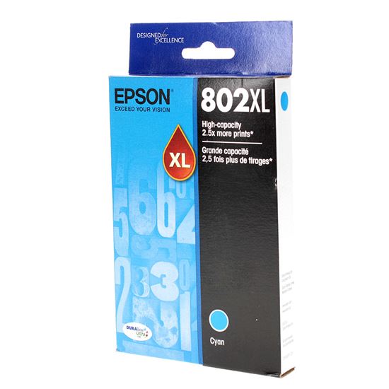 OEM Epson 802XL (T802XL220) Inkjet, Cyan 1.9K High Yield 1