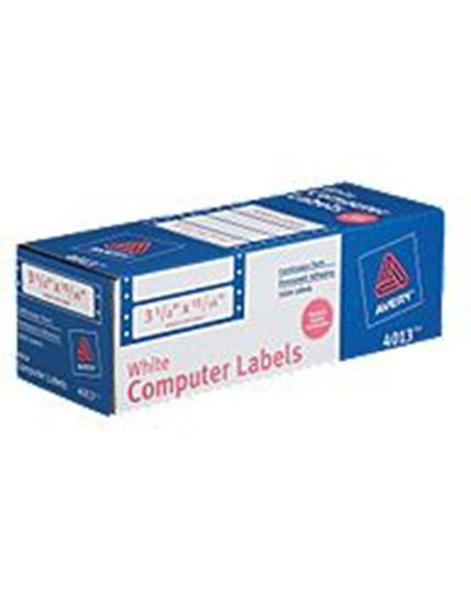 Avery Continuous Form White Mailing Labels for Pin-Fed Printers 3 1/2" x 15/16" (5000 Labels/Box) 1