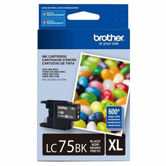 Brother Genuine LC75BK High-Yield Black Ink Cartridge (600 Yield) 1