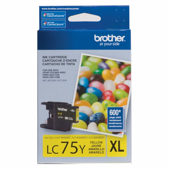 Brother Genuine LC75Y High-Yield Yellow Ink Cartridge (600 Yield) 1