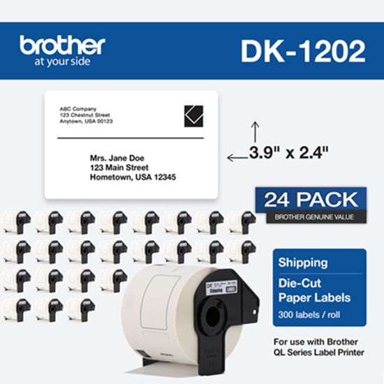 Brother Shipping Paper Label (300 Labels) 62mm x 100mm (2.4" x 3.9") - 24 pack 1