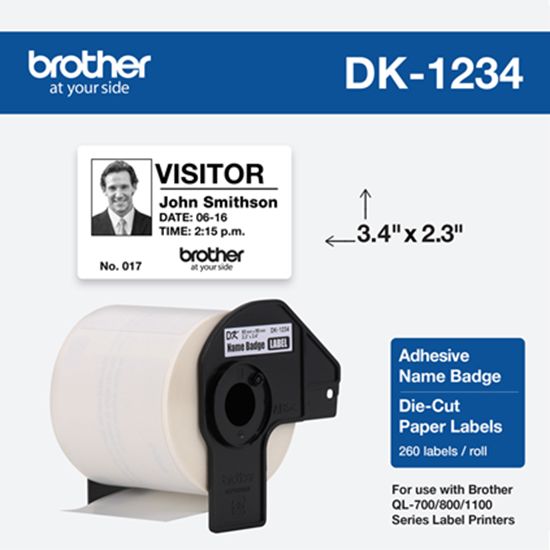 Brother 60mm x 86mm (2.3" x 3.4") Adhesive Name Badges (260 Labels/Pkg) 1