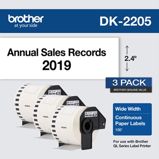Brother Continuous Length Paper Label  62mm x 30.4m (2.4" x 100') - 3 pack 1