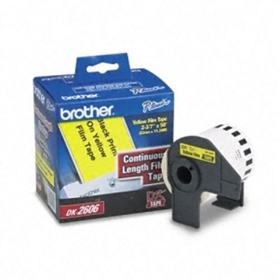 Brother 62mm (2 3/7") Black on Yellow Continuous Length Film Label Tape (15m/50') (1/Pkg) 1