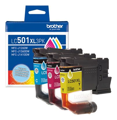 Brother 3-Pack High Yield Cyan Magenta and Yellow Ink Cartridges (500 Yield Each) 1