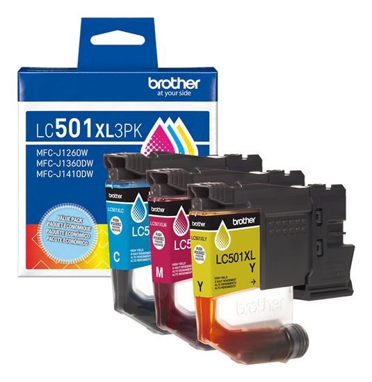 Brother 3-Pack High Yield Cyan Magenta and Yellow Ink Cartridges (500 Yield Each) 1