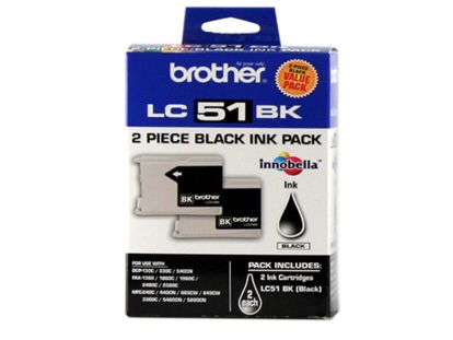 Brother Black Ink Cartridge Twin Pack (2 Pack of OEM# LC51BK) (2 x 500 Yield) 1