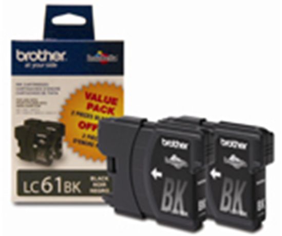 Brother Black Ink Cartridge Twin Pack (2 Pack of OEM# LC61BK) (2 x 450 Yield) 1