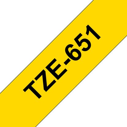 Brother 24mm (1") Black on Yellow Laminated Tape (8m/26.2') (1/Pkg) For use in PT-530 550 3600 9200DX 9200PC 9400 9500PC 9600 1