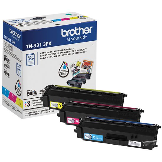 Brother Standard Yield Color Toner Cartridge Multi-Pack (Cyan Magenta and Yellow) (Includes TN331C TN331M TN331Y) (1500 Yield) 1