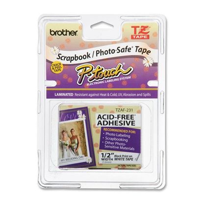 Brother 12mm (1/2") Acid-Free Black on White Tape (8m/26.2') (1/Pkg) 1