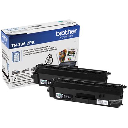 Brother High Yield Black Toner Cartridge Dual Pack (2 Pack of TN336BK) (2 x 4000 Yield) 1